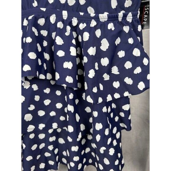 ISLAND ESCAPE Tiered Tankini Size 12 Navy/Wht - Picture 3 of 8
